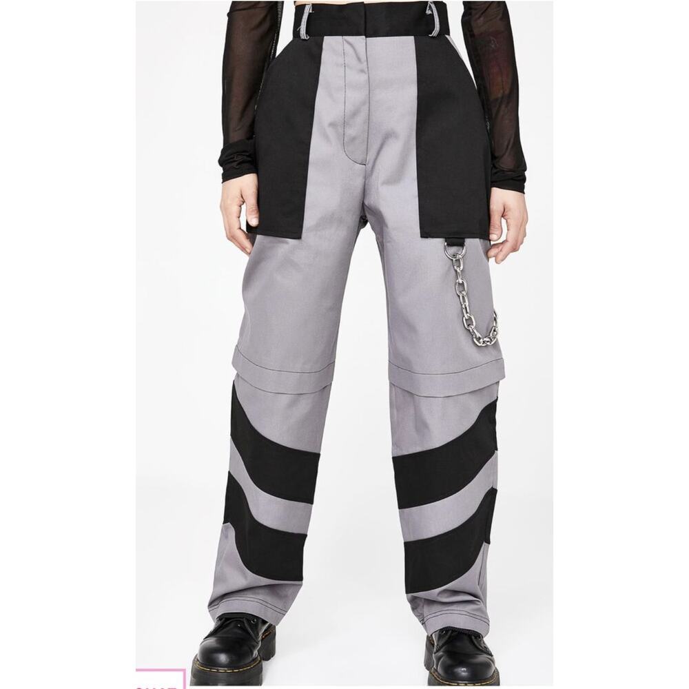 Ragged Priest Pants High Rise Shredder Combat Colorblock Pants with Chain XS